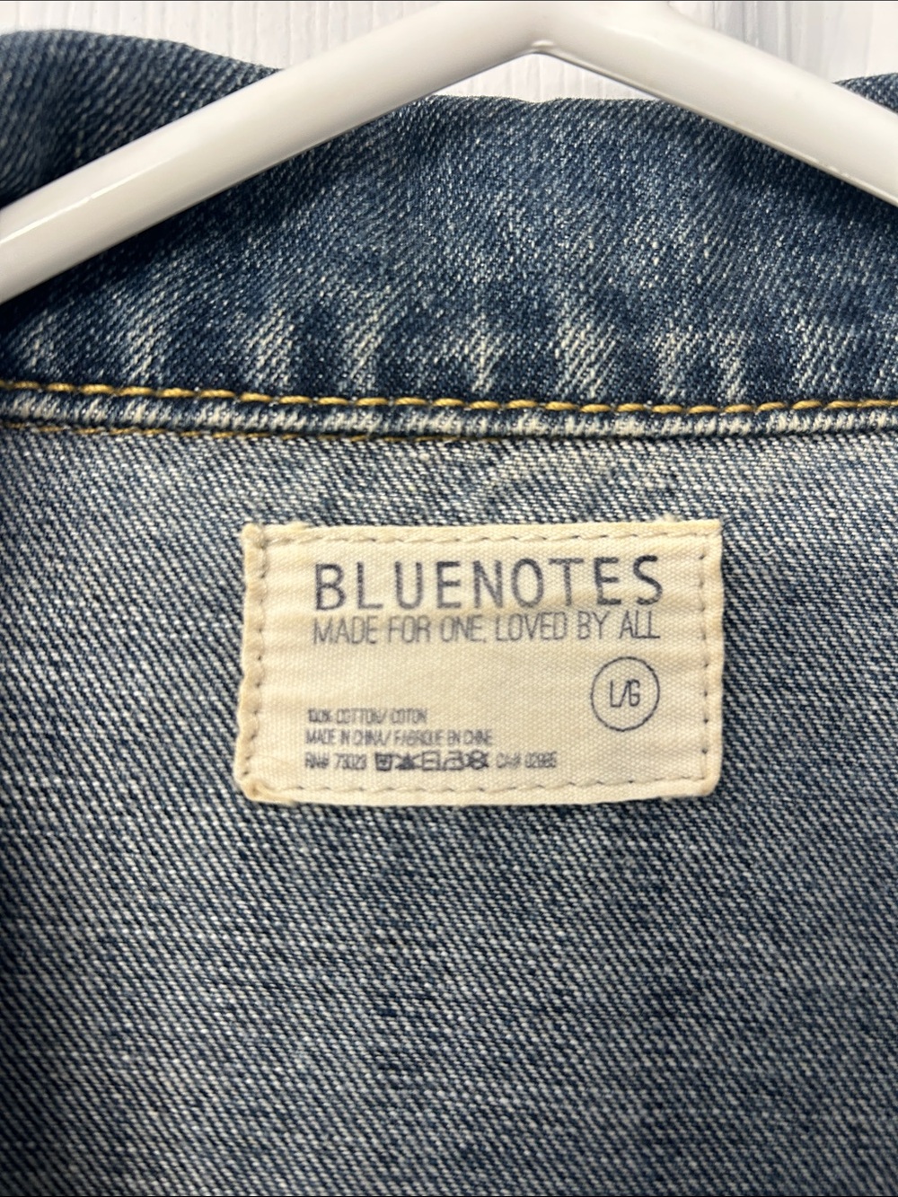 Bluenotes Blue Distressed Women's Jean Jacket with Sleeve Stripe Detail - Picture 2 of 6